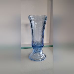 Vintage Indiana Glass Blue Madrid Recollection Pedestal Vase 1976